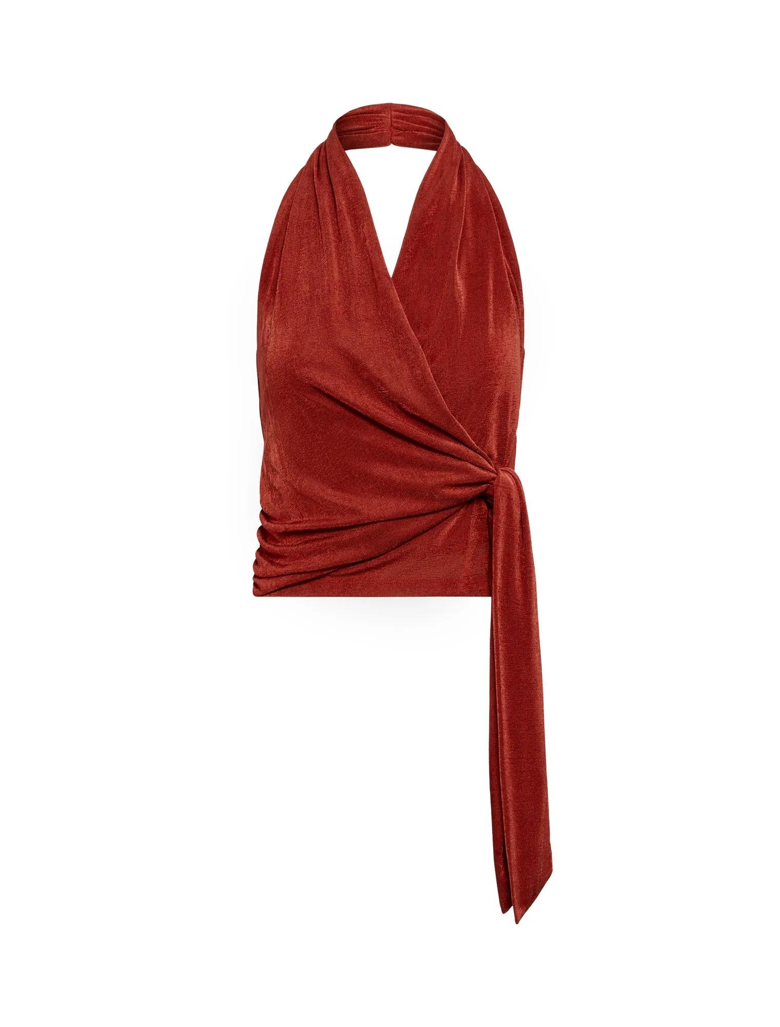 Gianna Wrap Halter Top Persian Red_mannequin