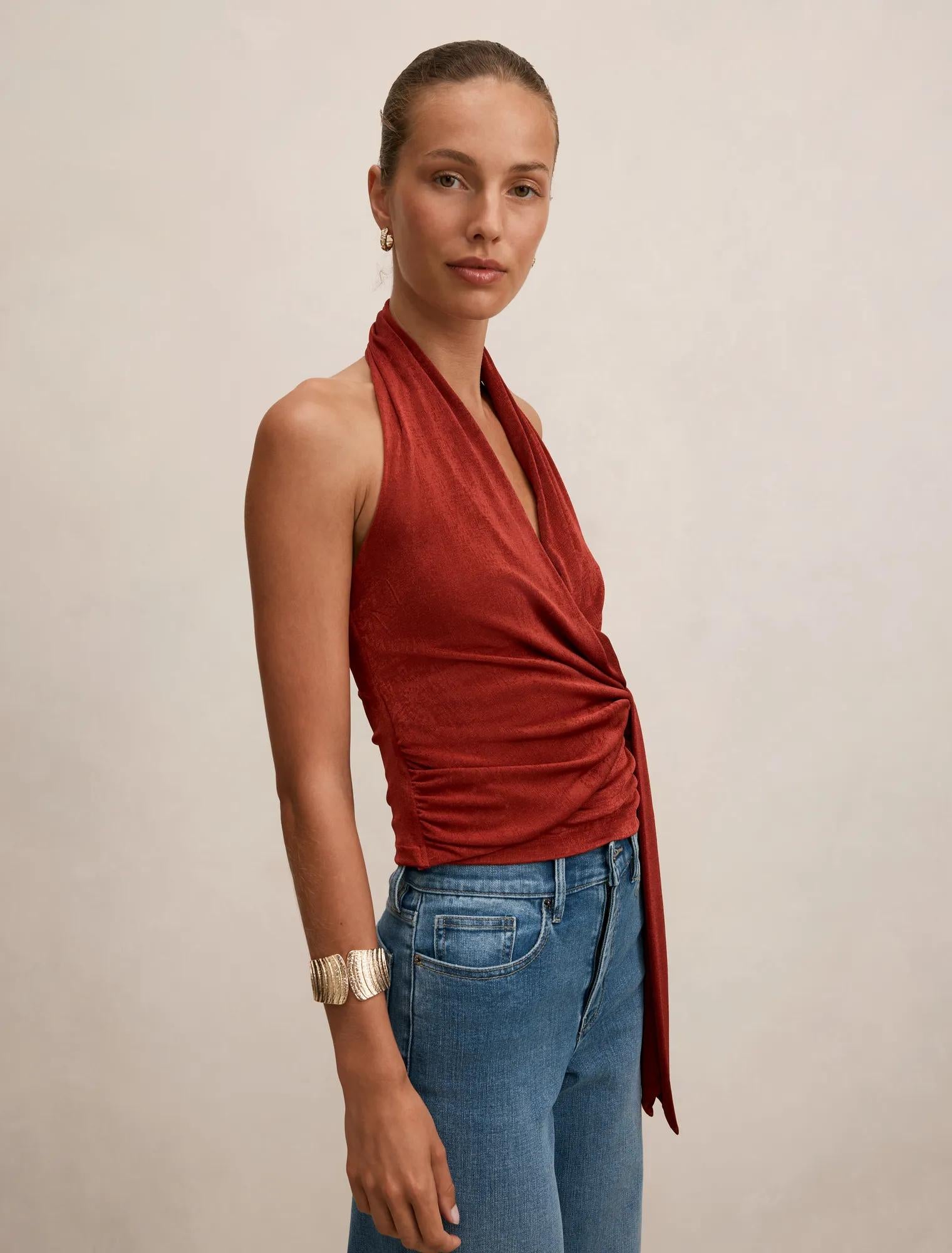 Gianna Wrap Halter Top Persian Red