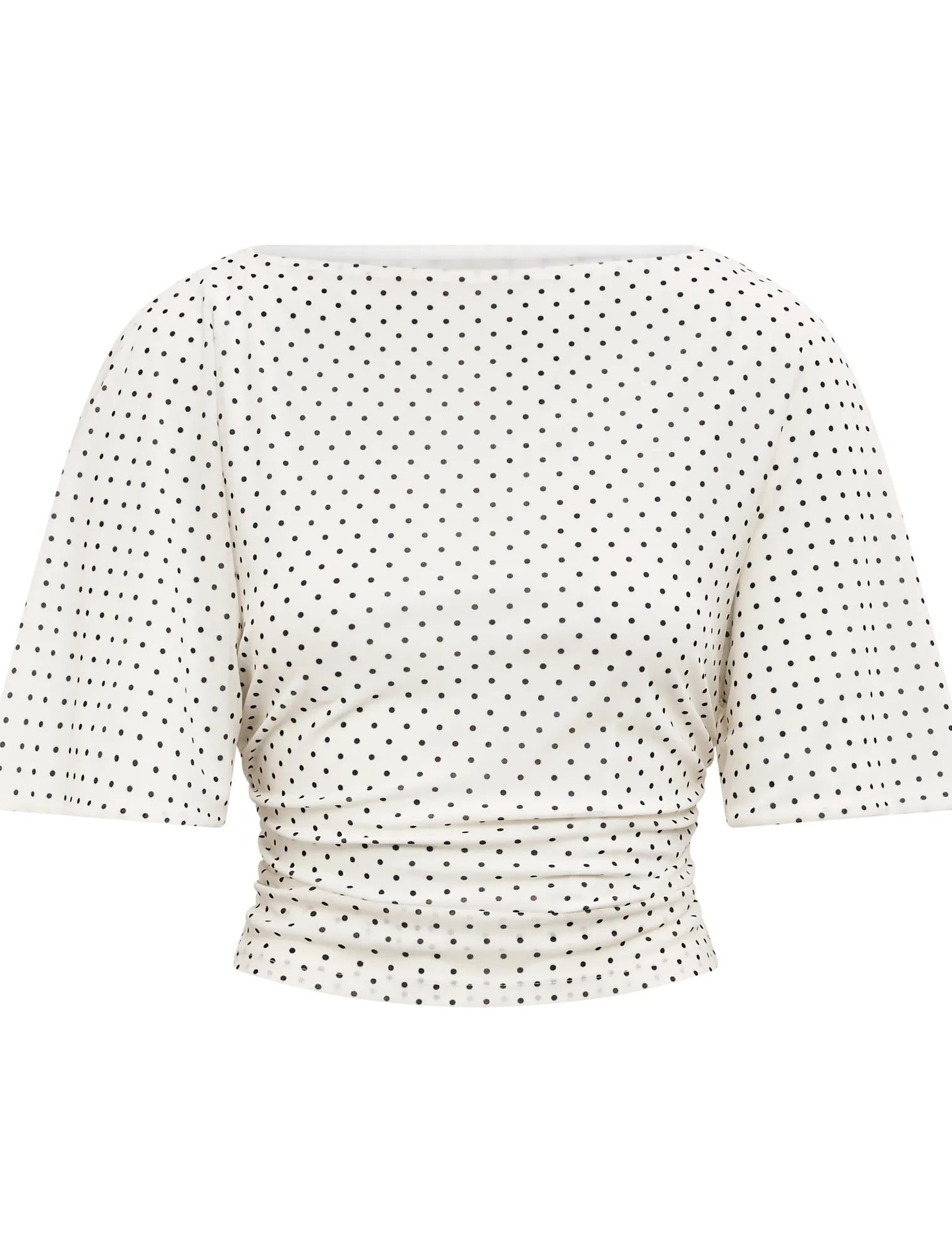 Paige Flutter Sleeve Tie Back Top Cream Elstone Spot_mannequin