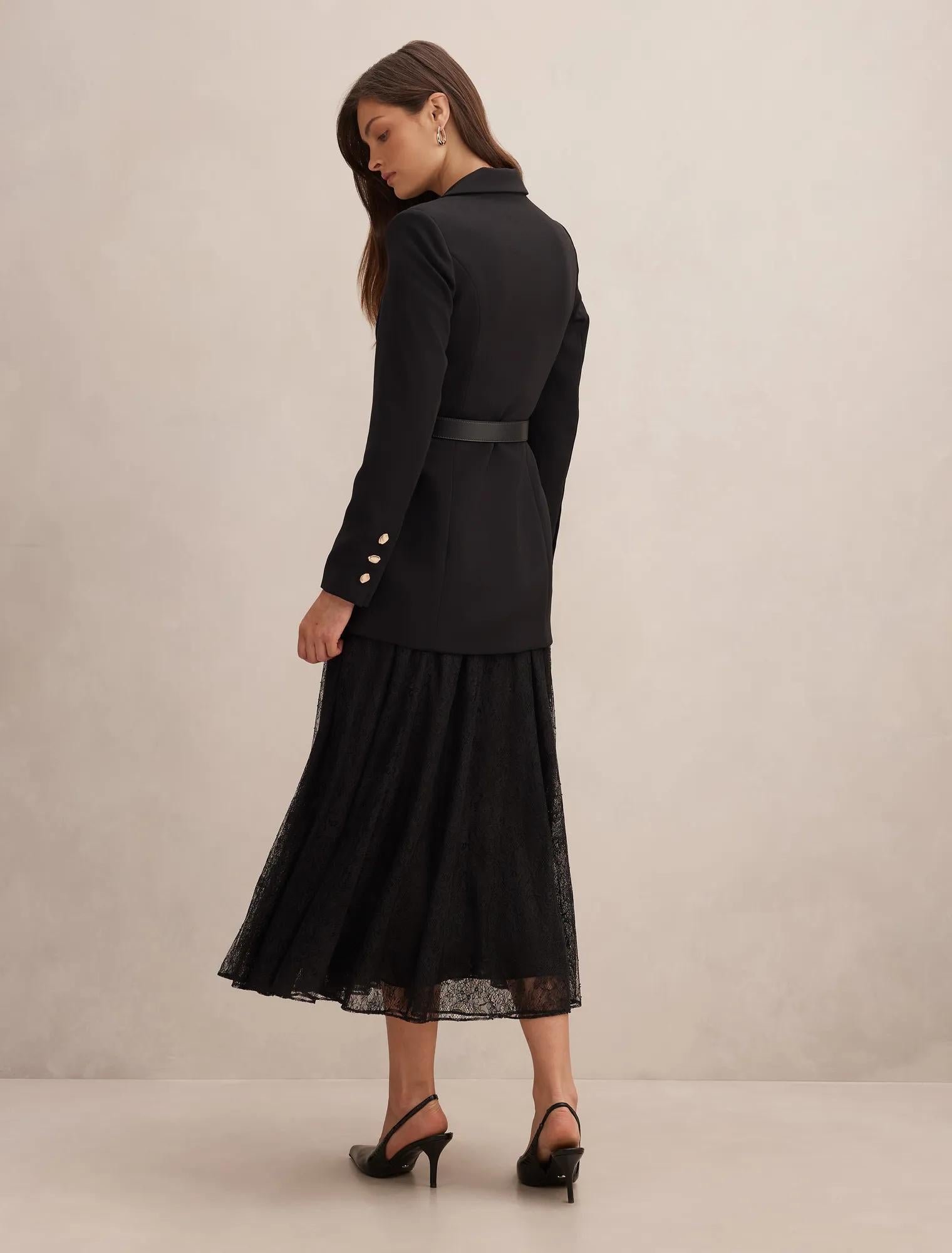 Fallon Lined Blazer 2-in-1 Lace Dress Black