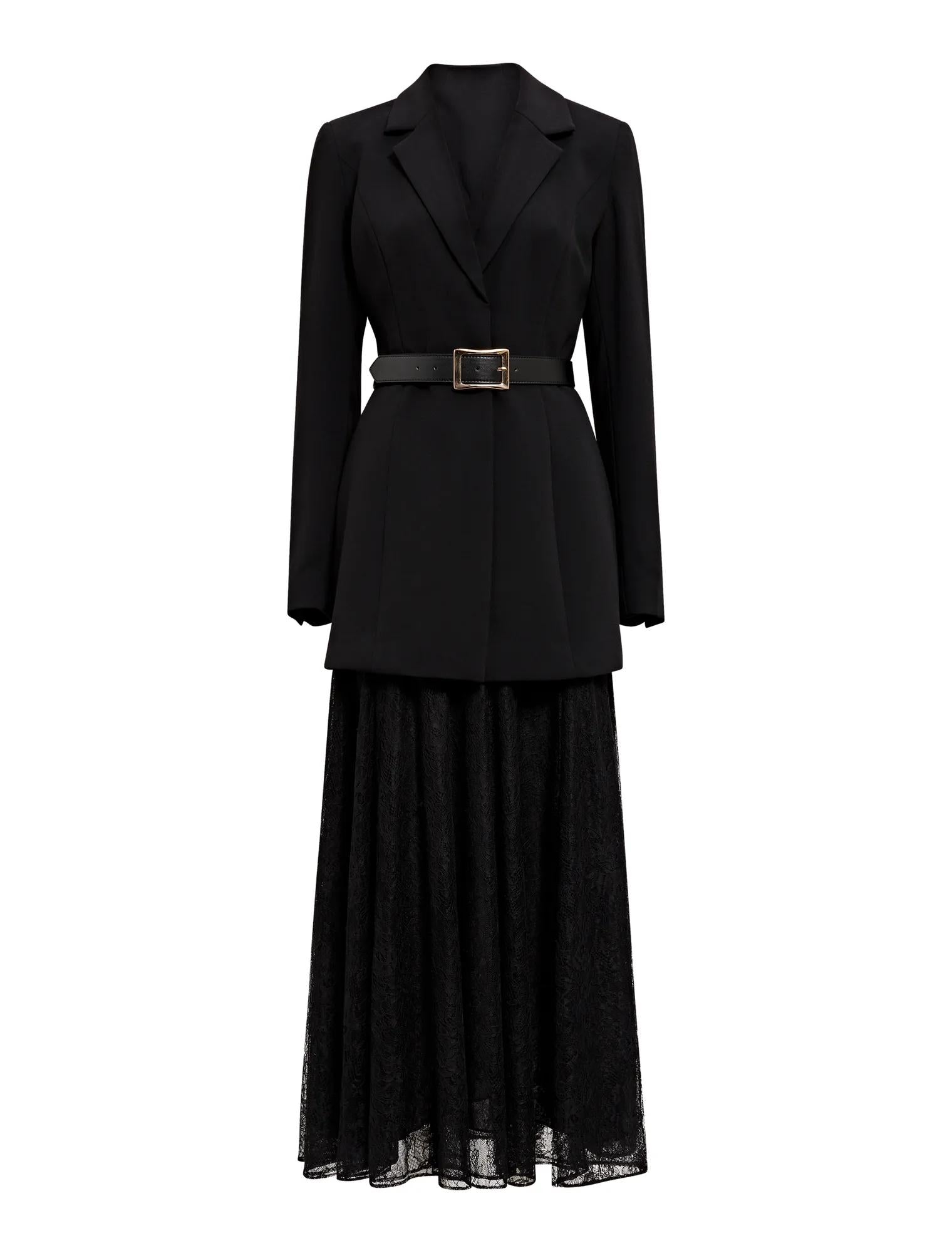 Fallon Lined Blazer 2-in-1 Lace Dress Black_mannequin