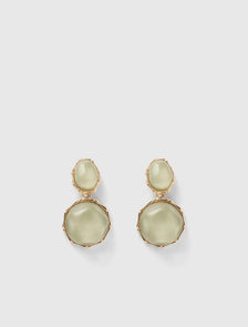 Rachel Round Stone Drop Earrings Sage/Gold