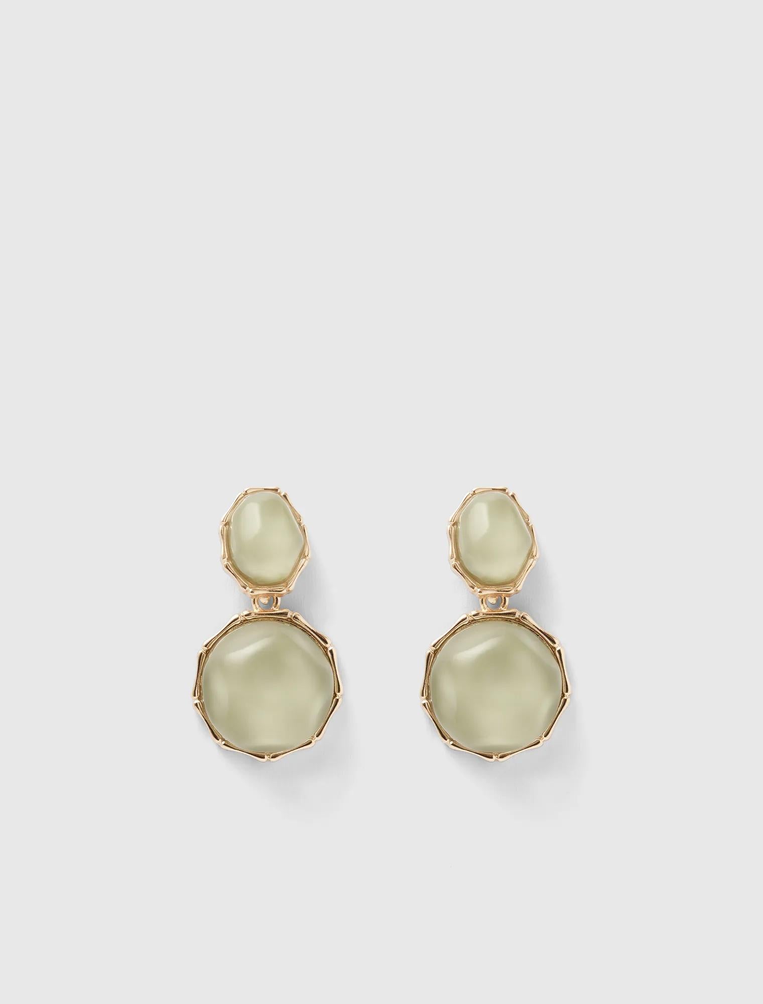 Rachel Round Stone Drop Earrings Sage/Gold