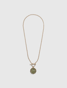 Rachel Round Stone Drop Necklace Sage/Gold_mannequin