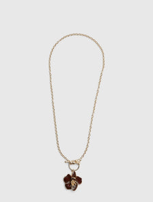 Prudence Pretty Enamel Flower Necklace Chocolate/Gold_mannequin