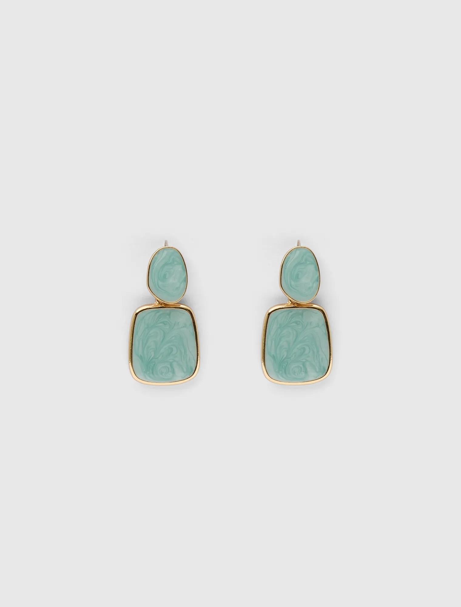 Elley Enamel Drop Earrings Duck Egg/Gold_mannequin