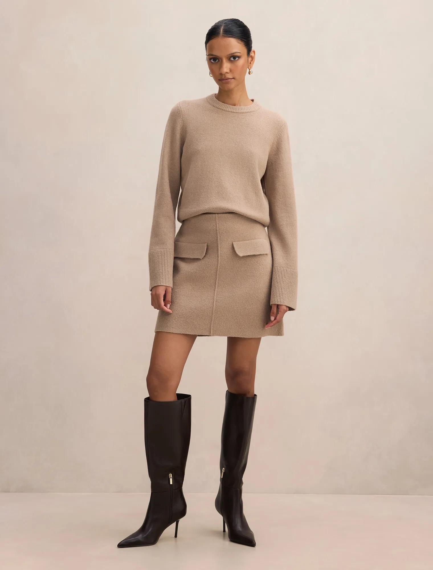 Natalie Petite Knitted Sweater Latte