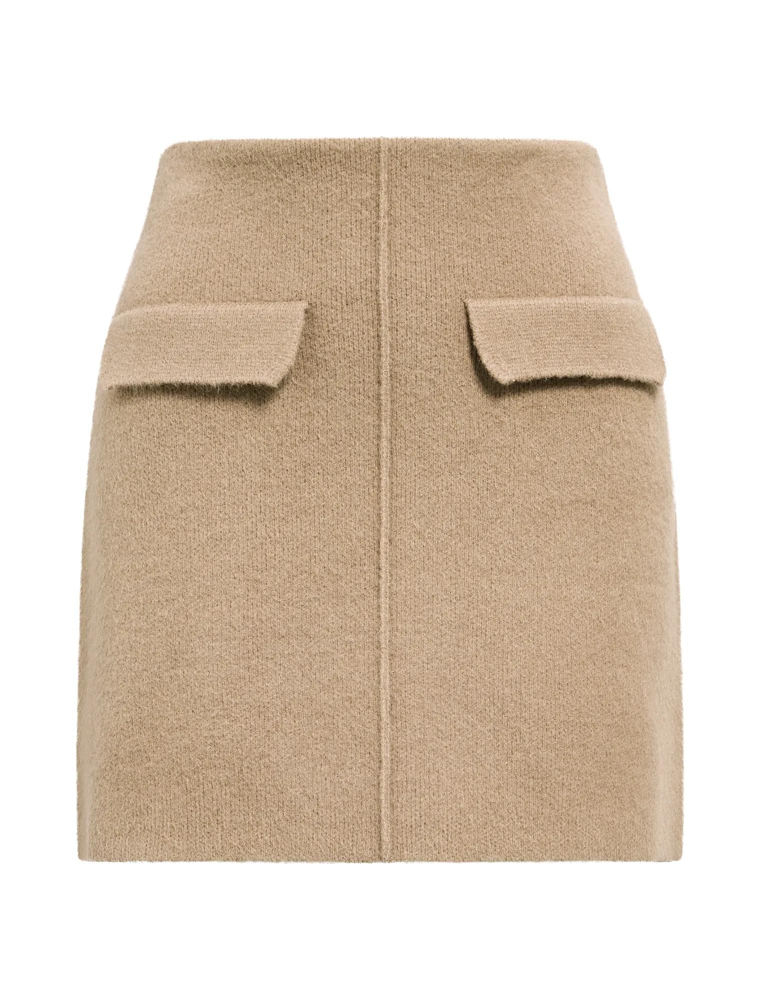 Natalie Petite Knit Mini Skirt Latte_mannequin