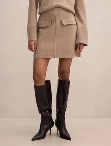 Natalie Petite Knit Mini Skirt Latte