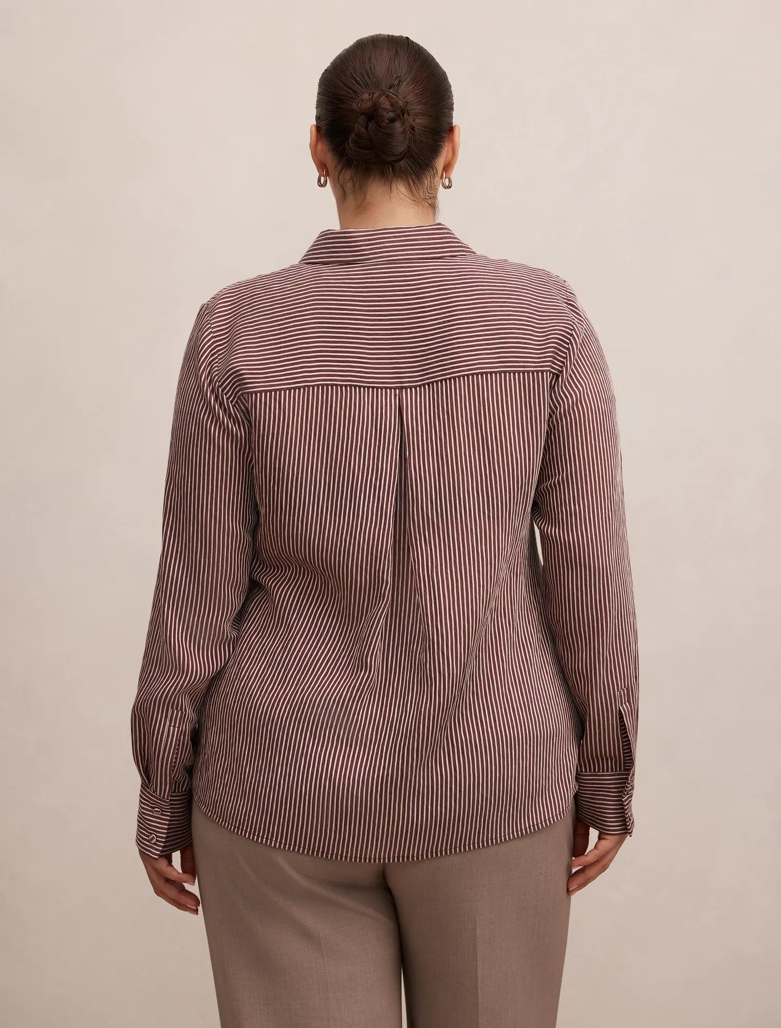 Solara Curve Stripe Shirt Burgundy Stripe