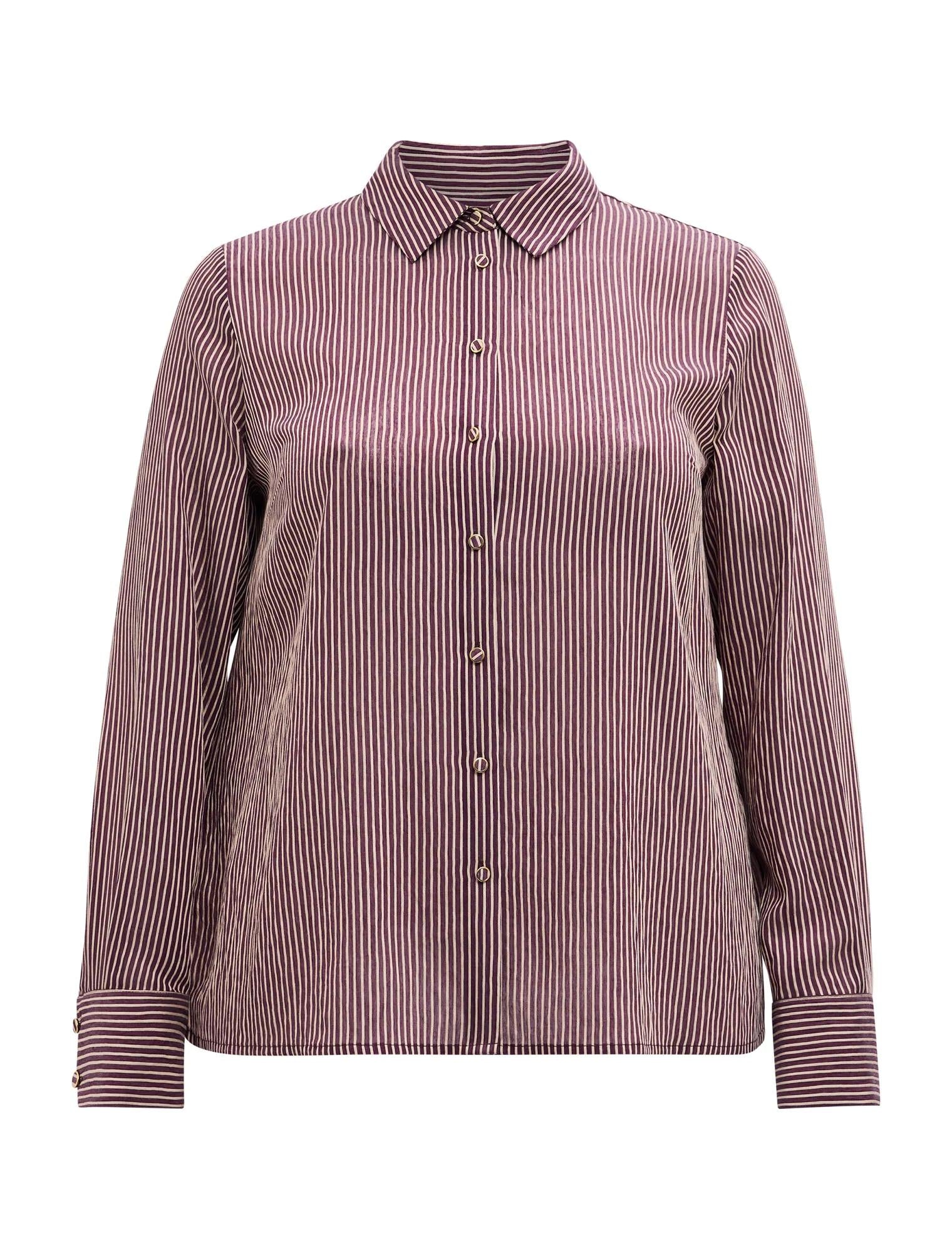 Solara Curve Stripe Shirt Burgundy Stripe_mannequin
