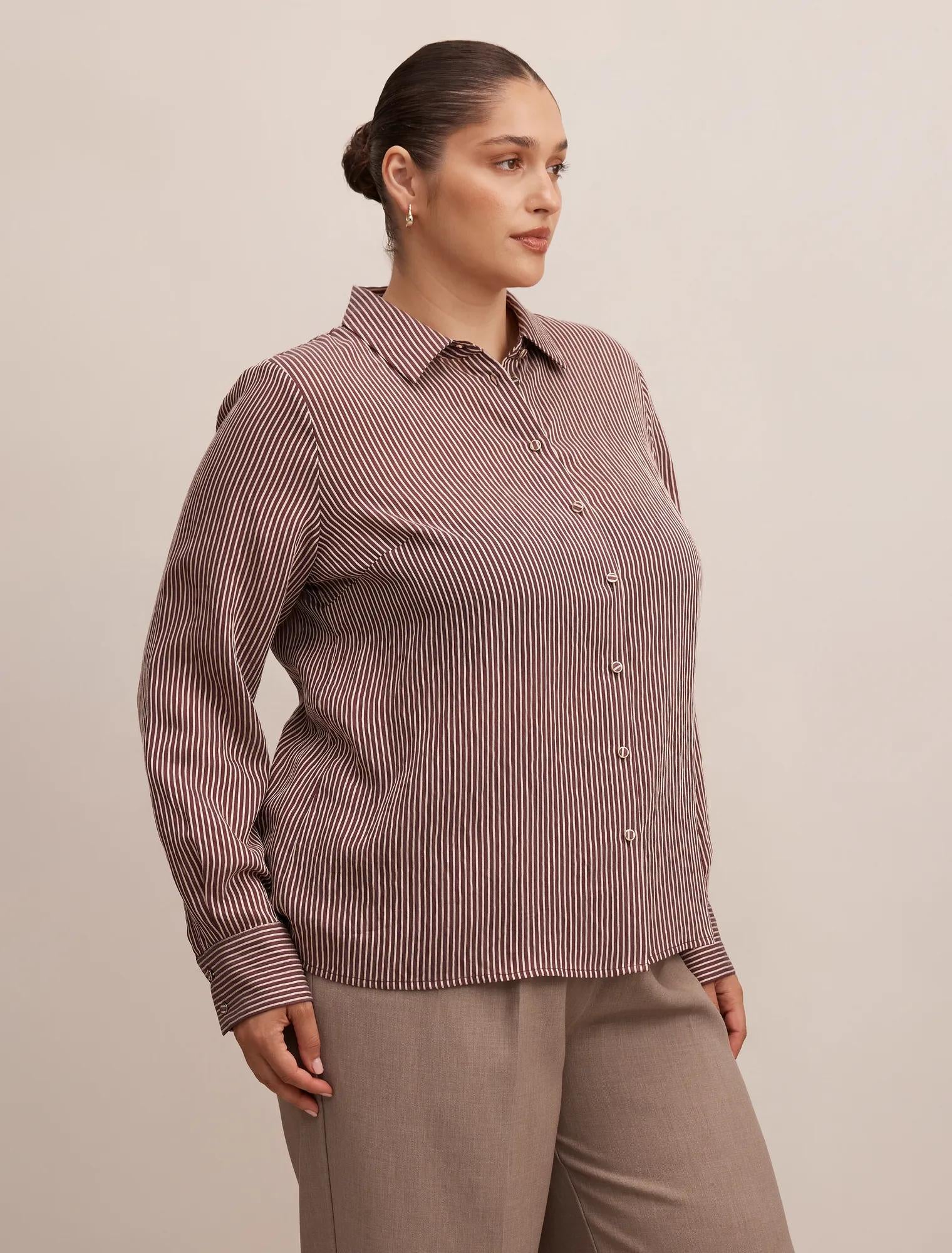 Solara Curve Stripe Shirt Burgundy Stripe