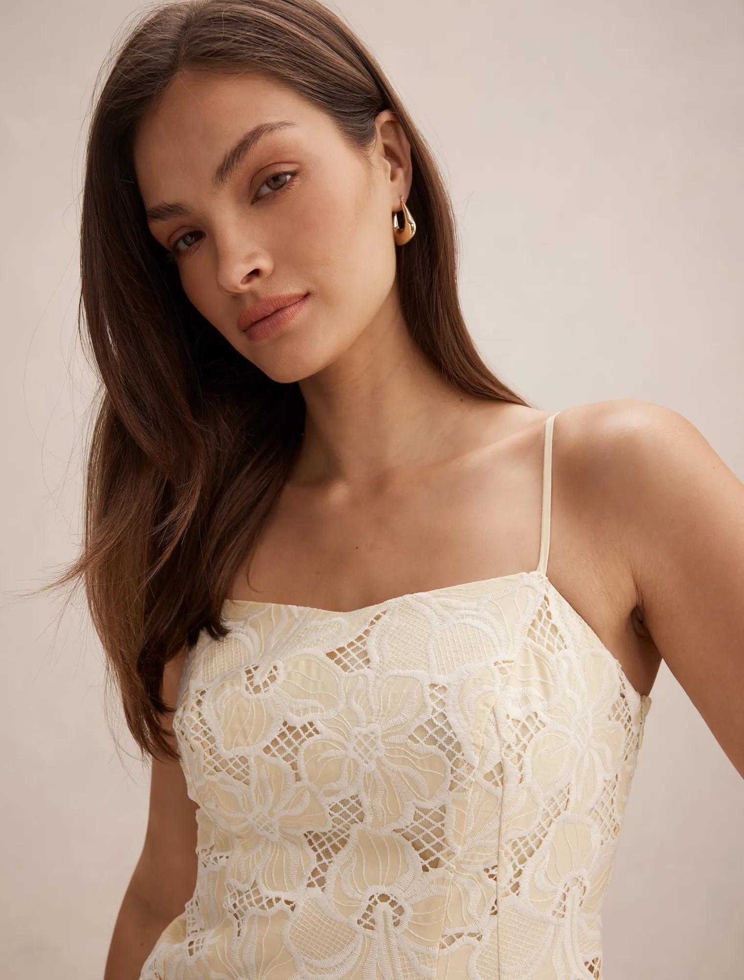 Millie Embroidered Midi Dress Spring Daffodil