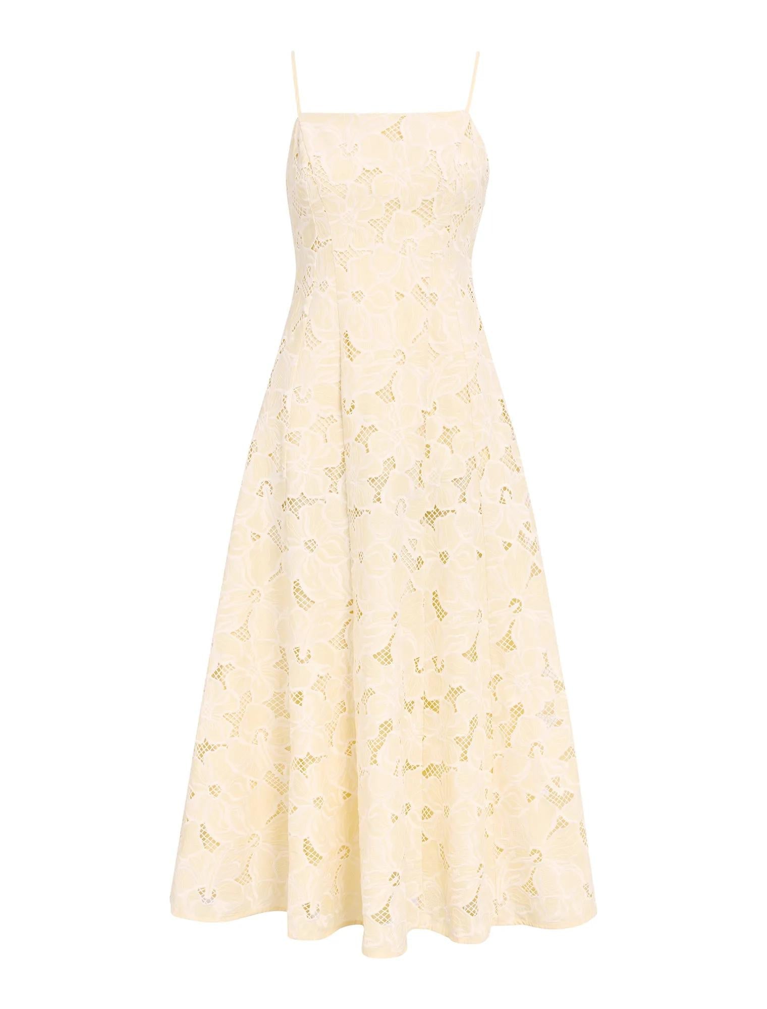 Millie Embroidered Midi Dress Spring Daffodil