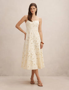 Millie Embroidered Midi Dress Spring Daffodil