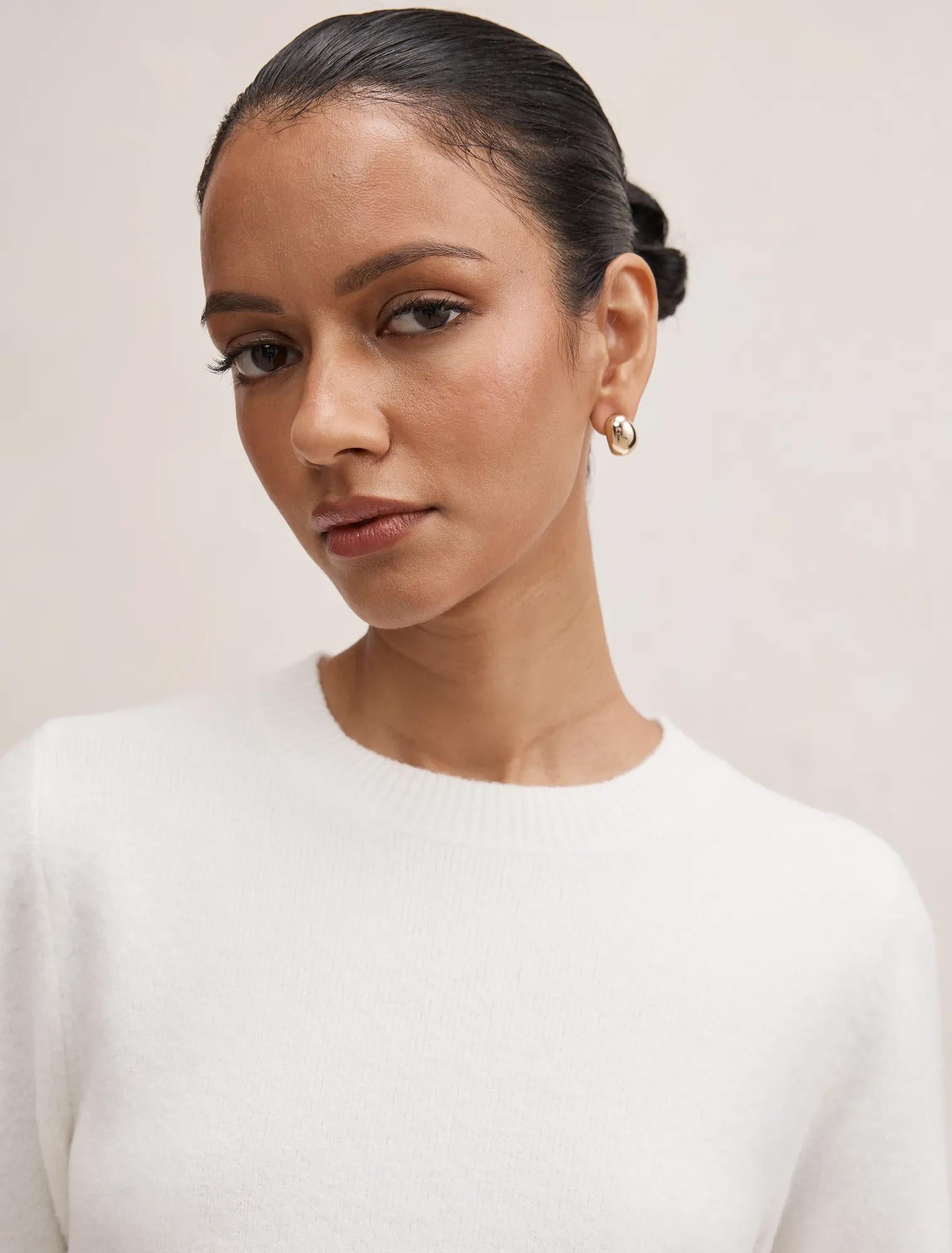 Elliotte Petite Knitted Tee Winter White Co Ord