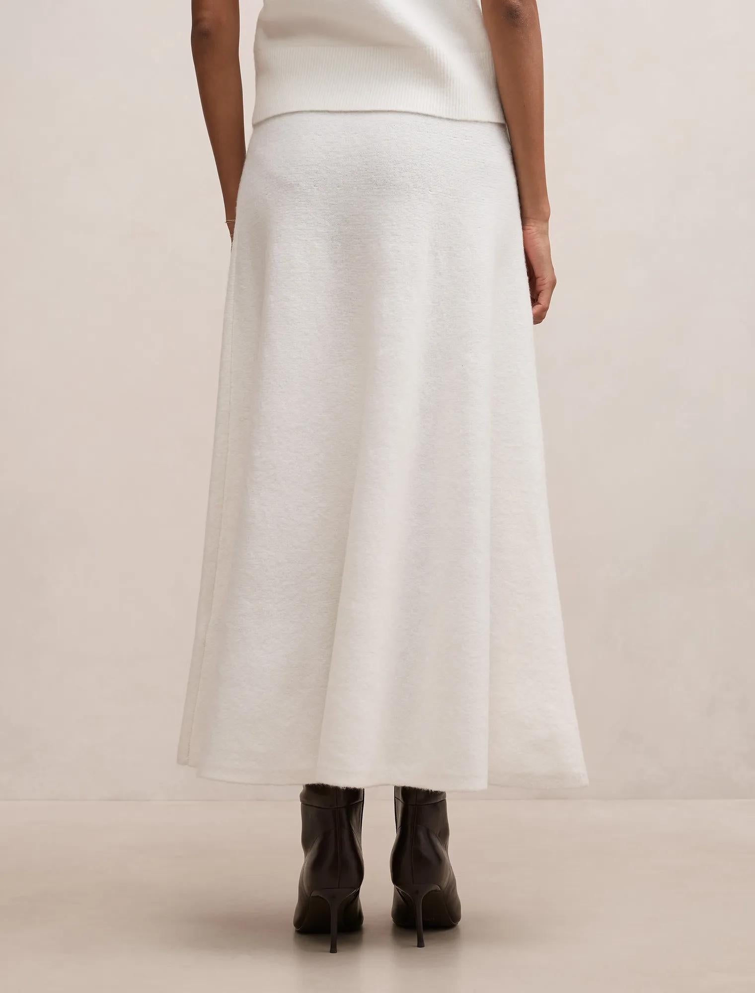 Elliotte Petite Knit Midi Skirt Winter White Co Ord