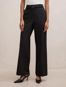 Kyla Petite Belted Straight Leg Pant Black