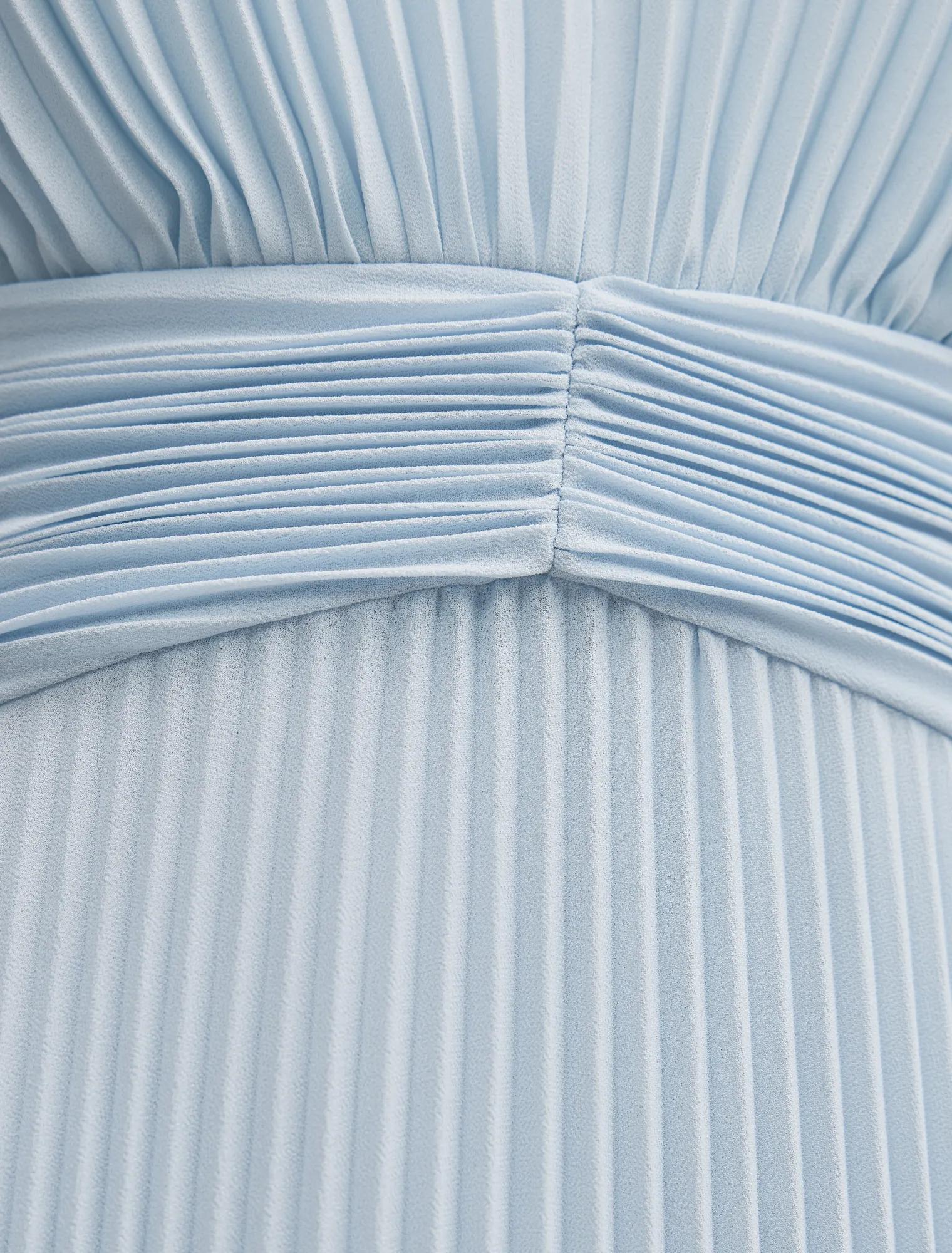 Leia Pleated Cape Maxi Dress Soft Blue