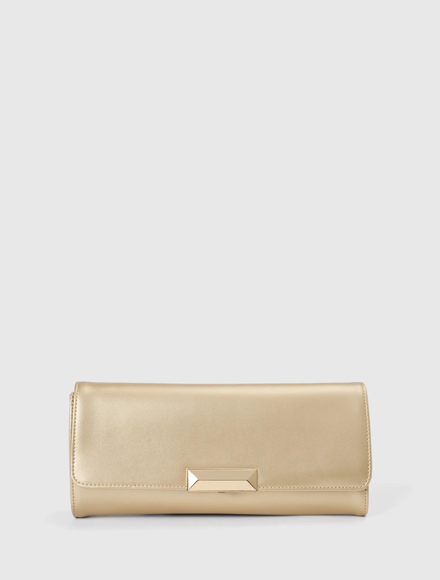 Danielle Elongated Clutch Soft Gold_mannequin