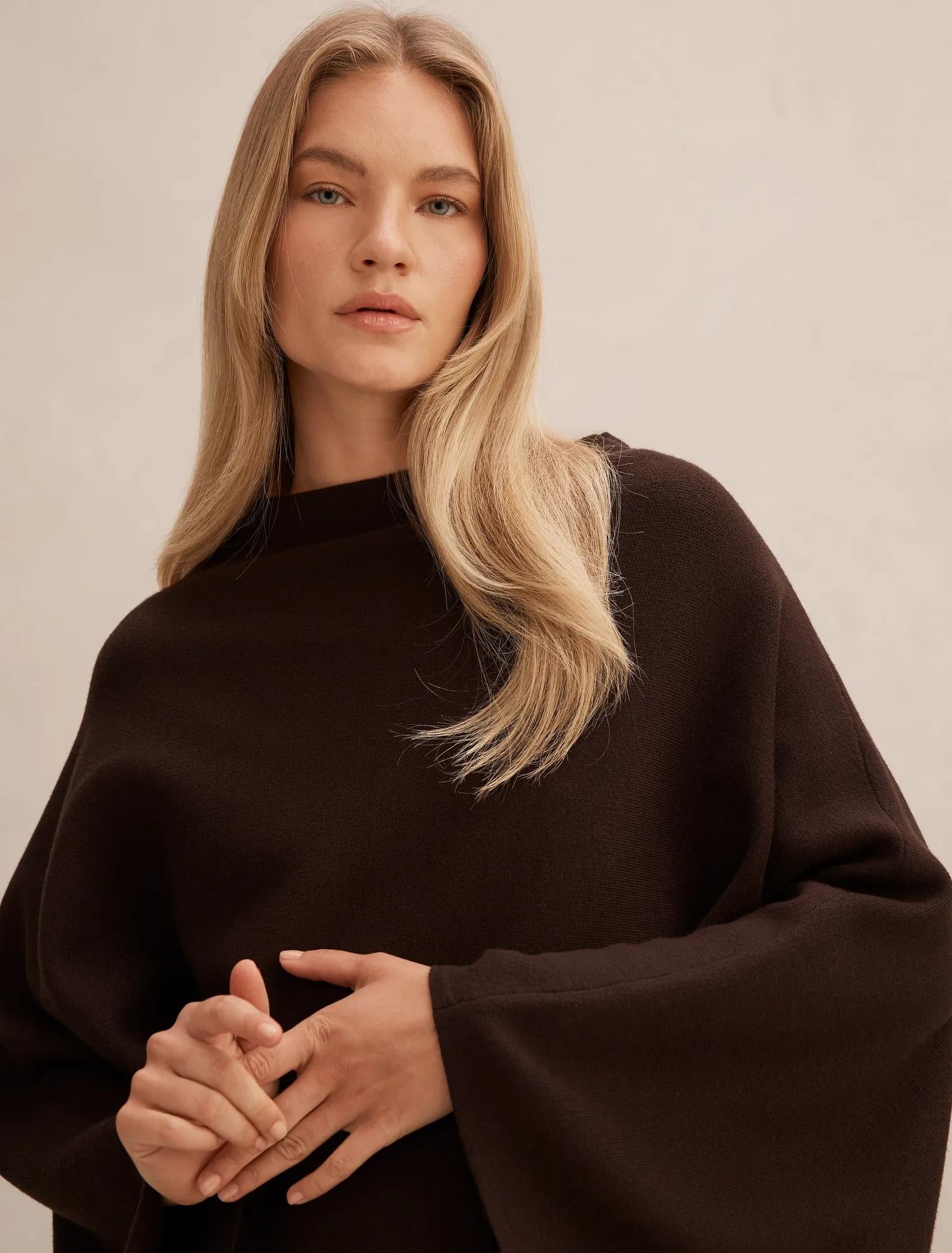 Claudia Knit Cape Chocolate