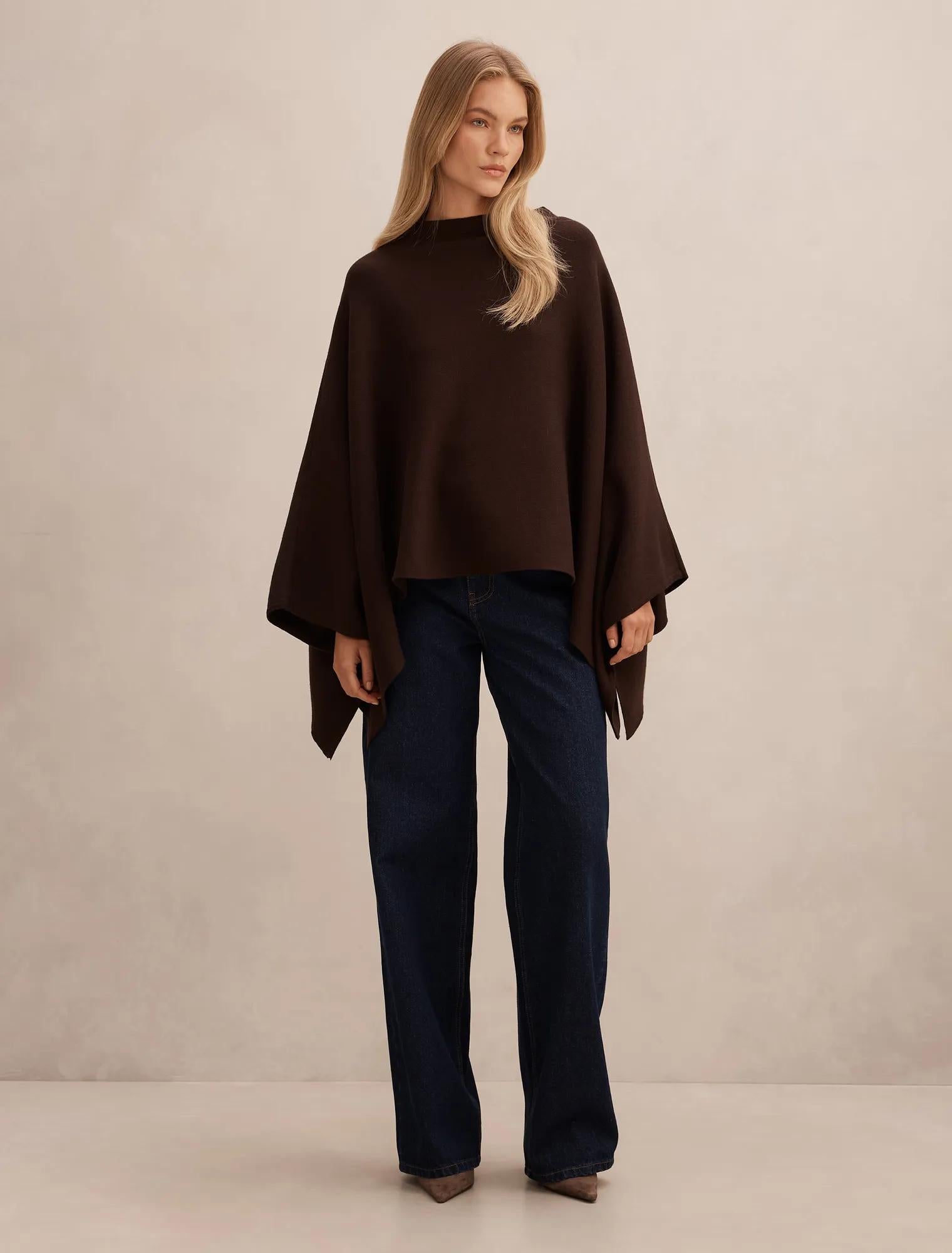 Claudia Knit Cape Chocolate