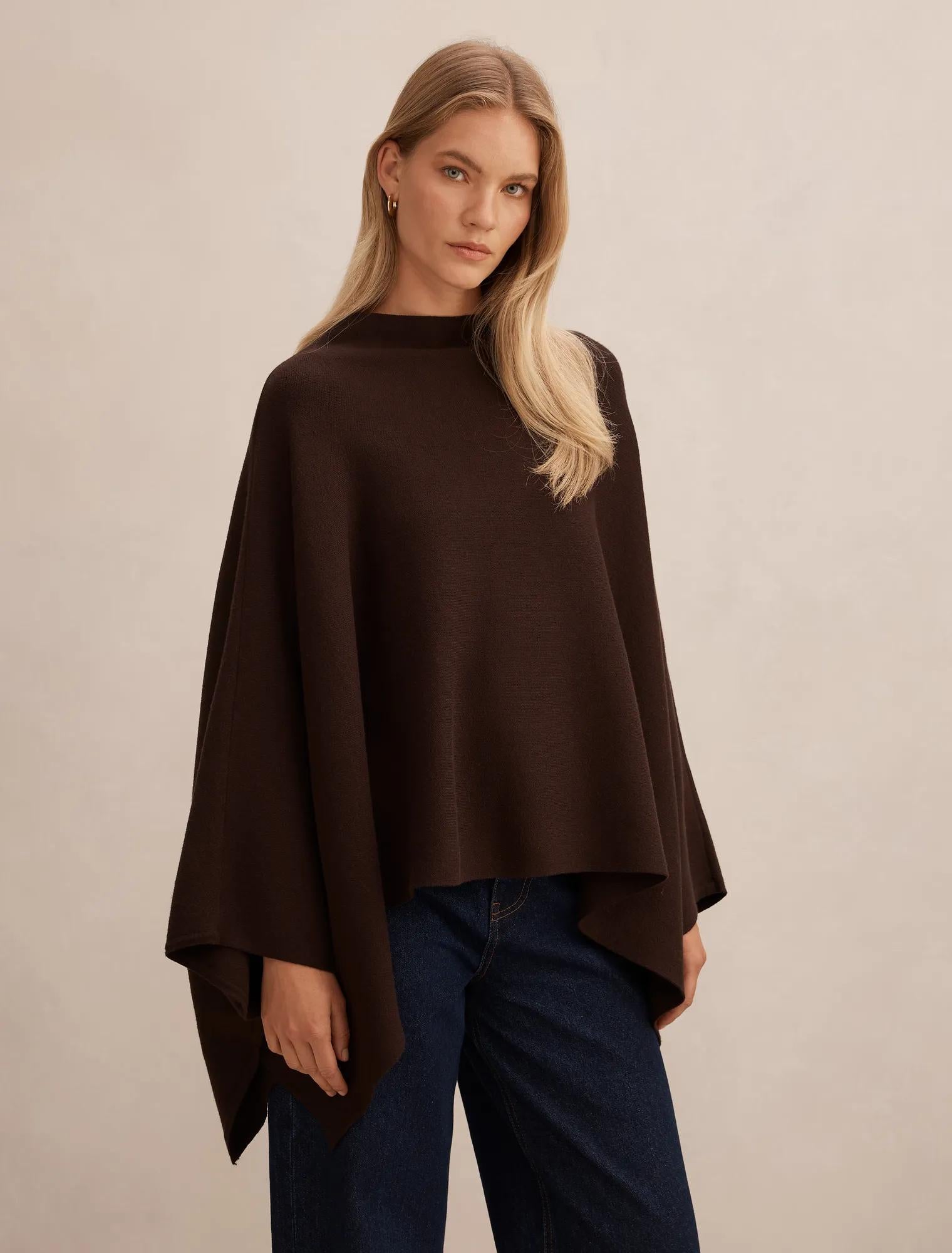 Claudia Knit Cape Chocolate