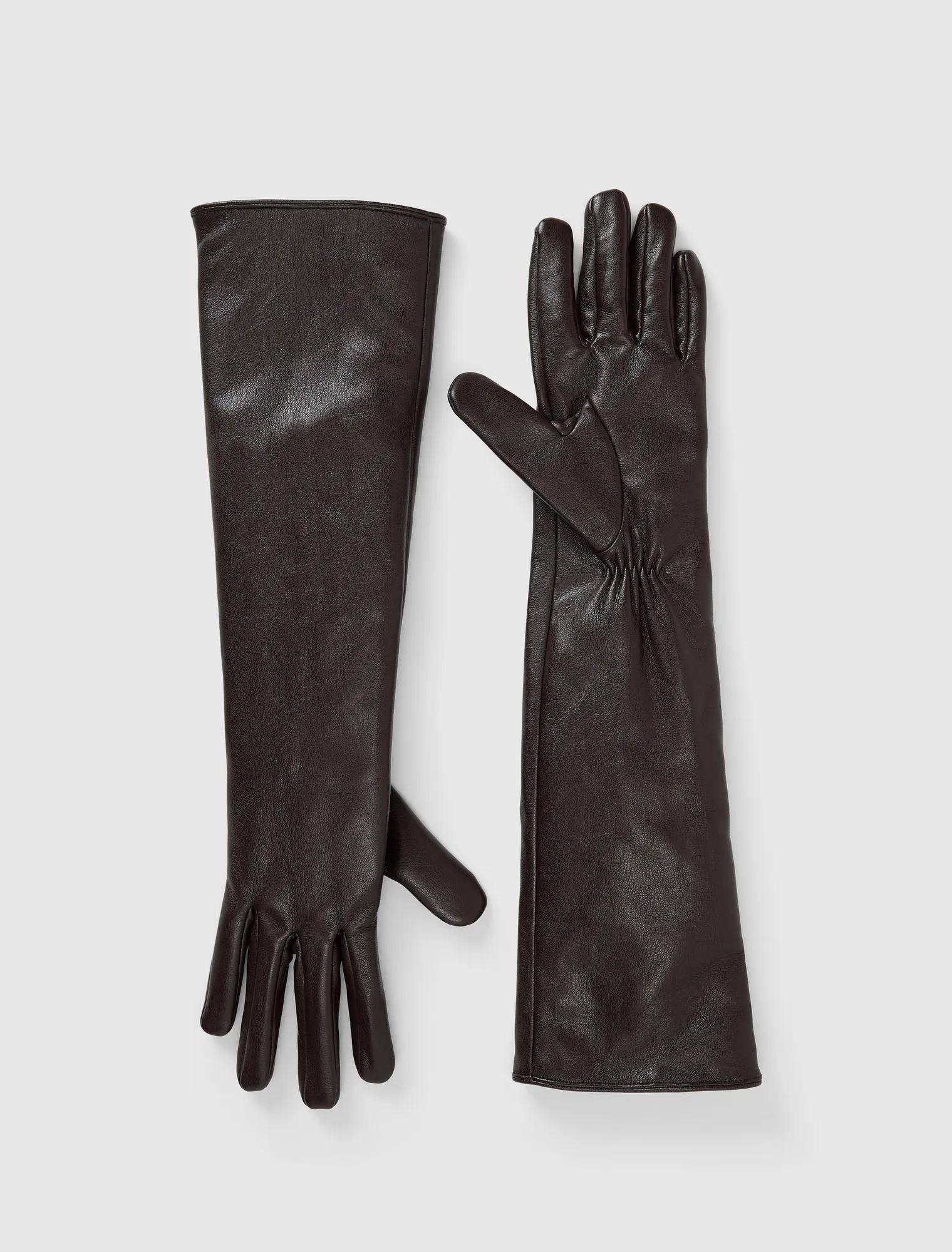 Madison Mid Length Faux Leather Gloves Chocolate
