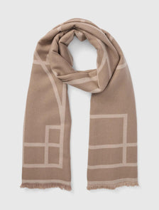 Greta Geo Print Scarf Neutral/Beige_mannequin