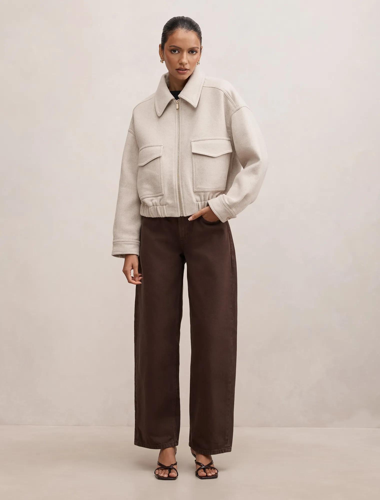 Ariana Petite Patch Pocket Jacket Oatmeal Marle