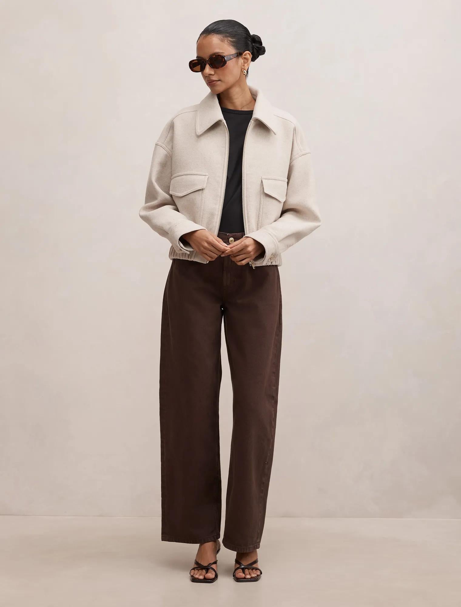 Ariana Petite Patch Pocket Jacket Oatmeal Marle
