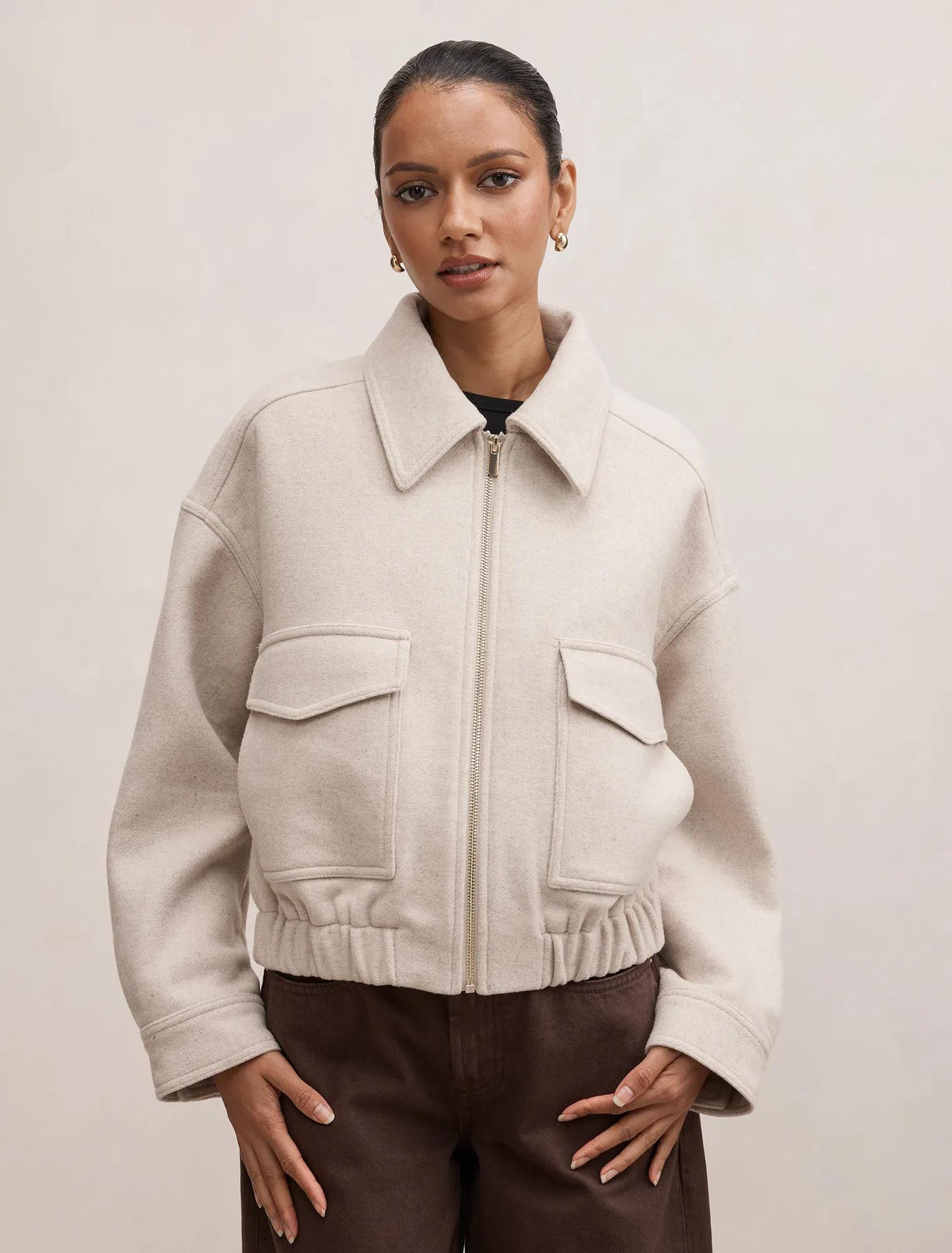 Ariana Petite Patch Pocket Jacket Oatmeal Marle