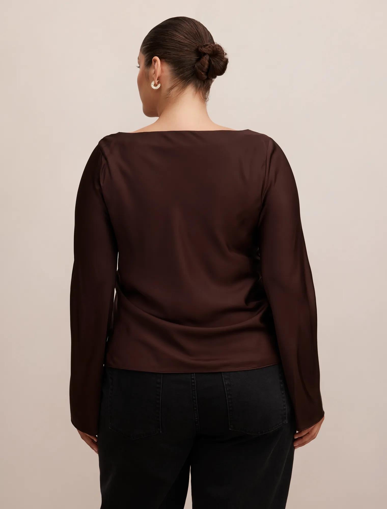 Rae Curve Boatneck Blouse Freckle