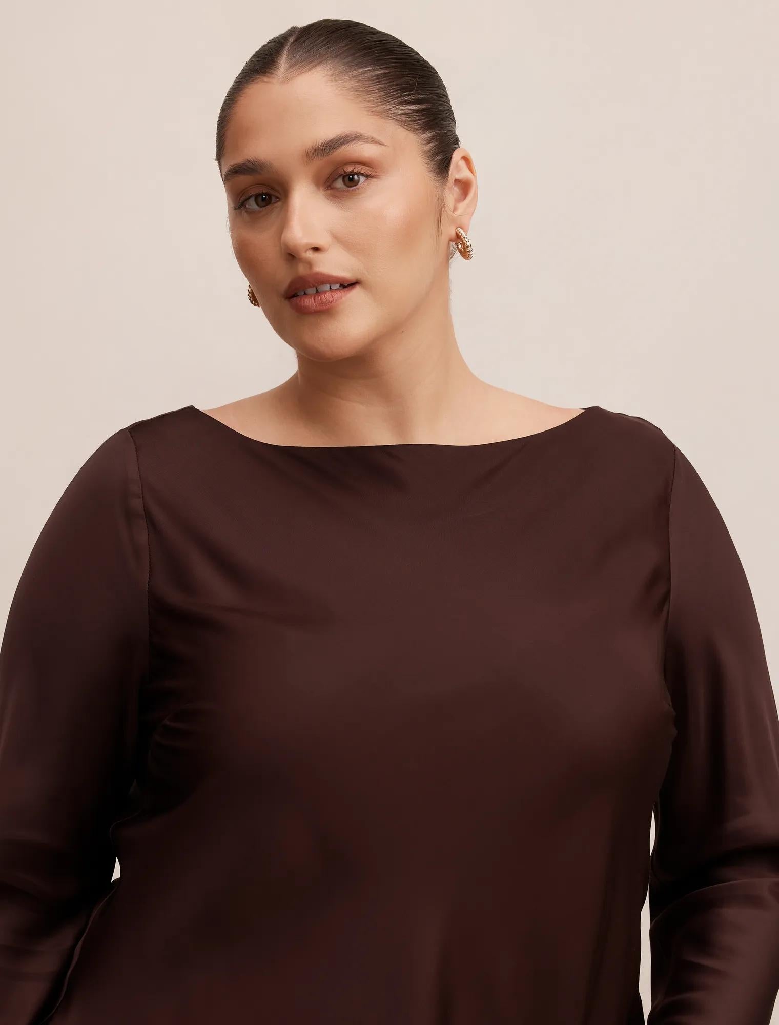Rae Curve Boatneck Blouse Freckle