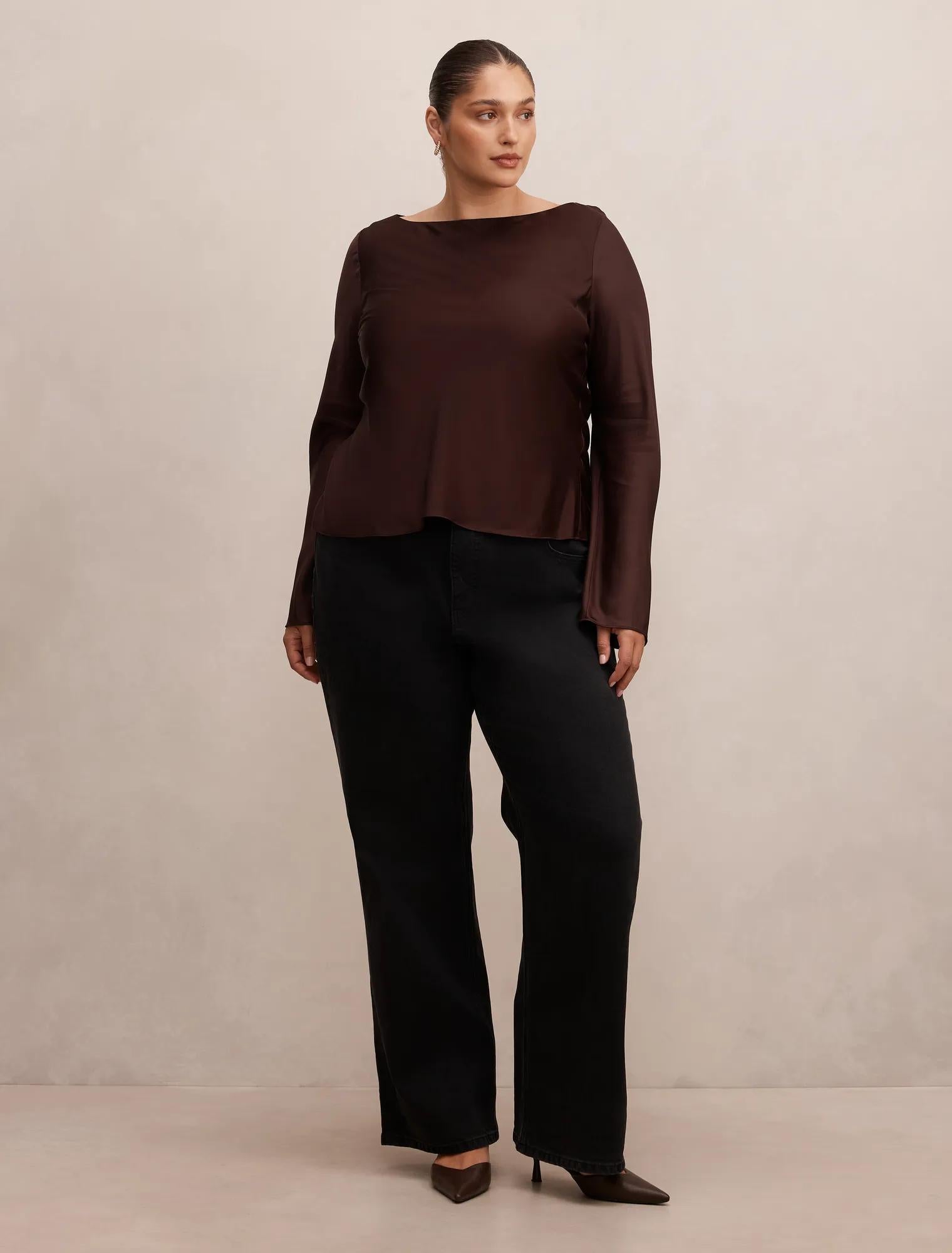Rae Curve Boatneck Blouse Freckle