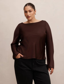Rae Curve Boatneck Blouse Freckle