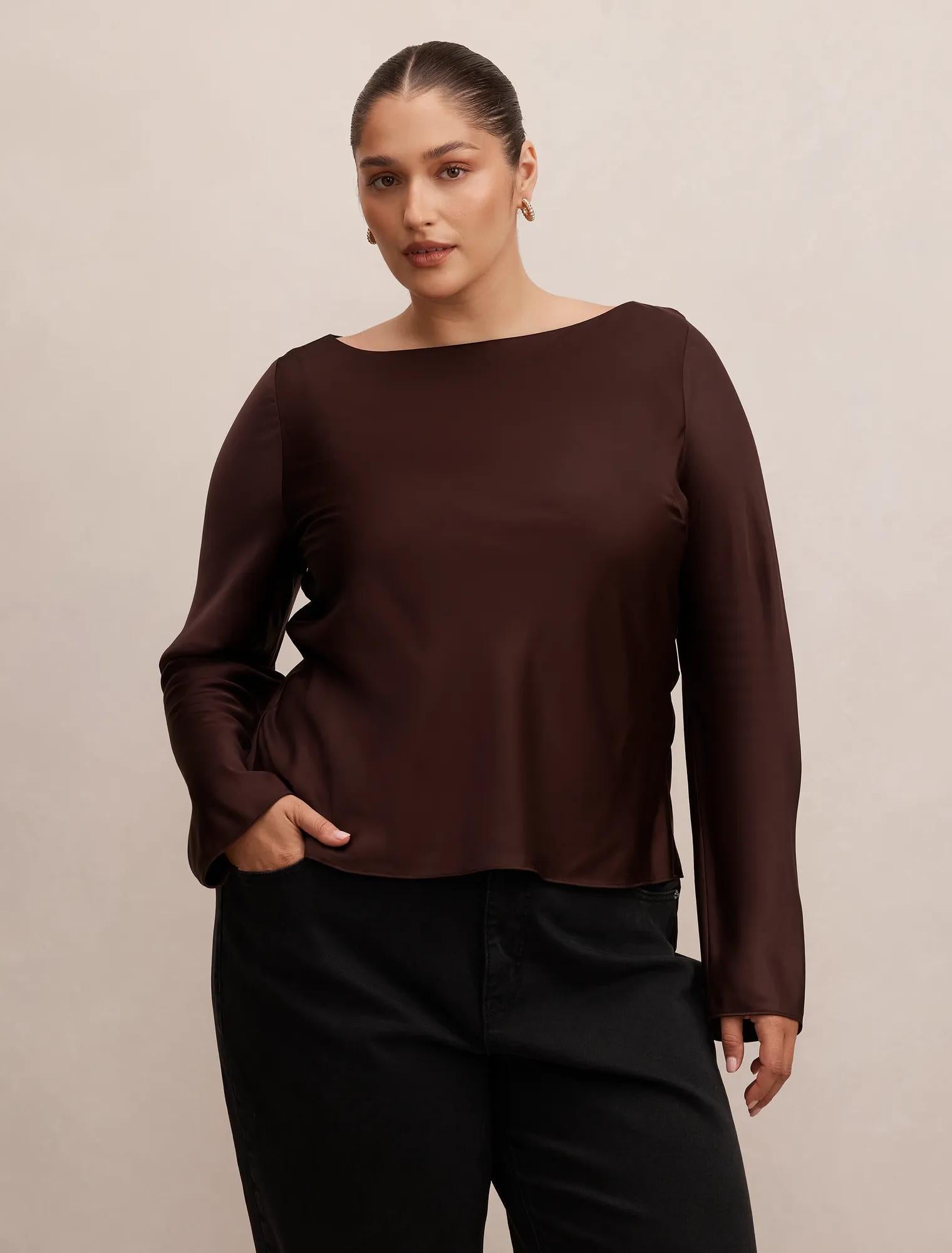 Rae Curve Boatneck Blouse Freckle