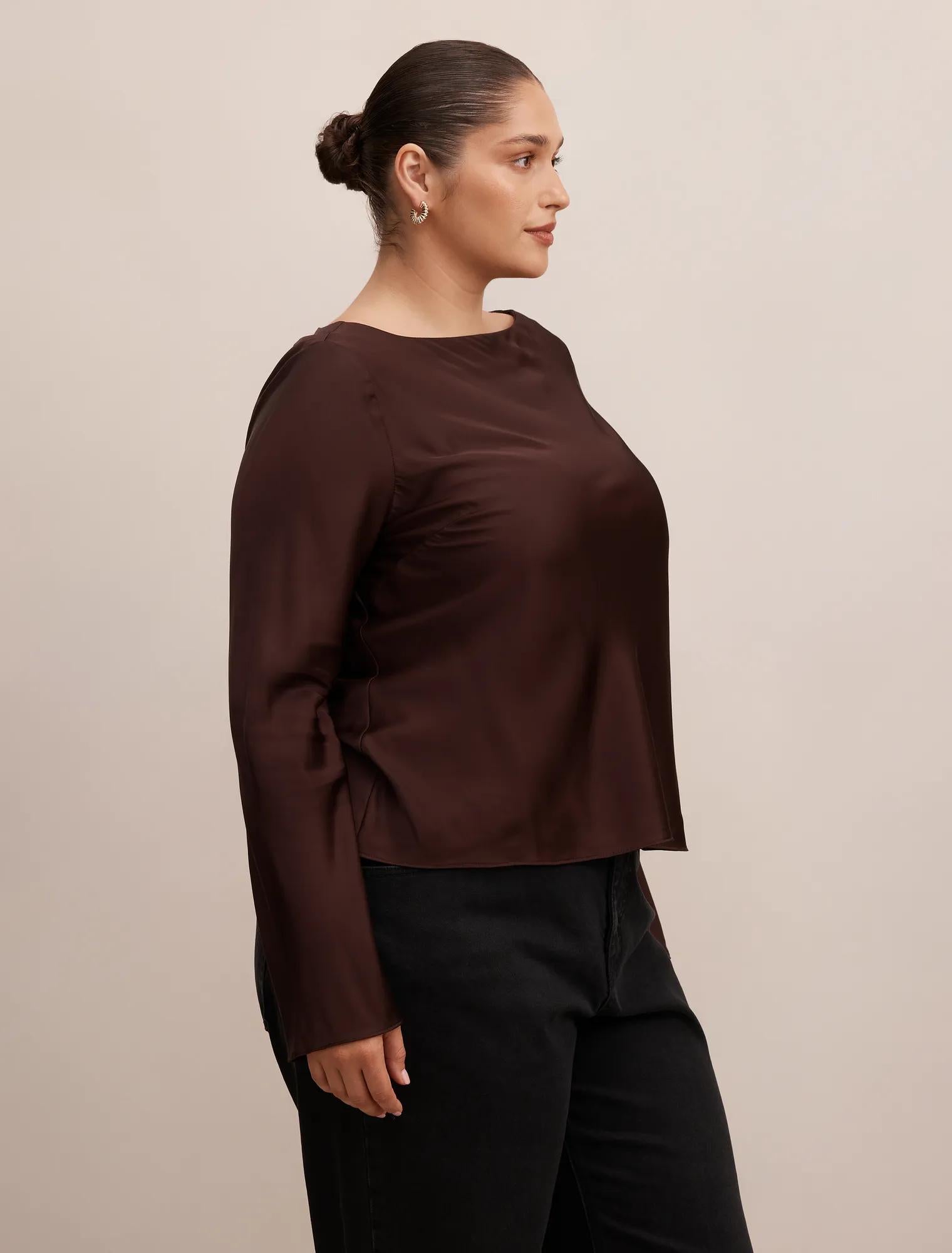 Rae Curve Boatneck Blouse Freckle