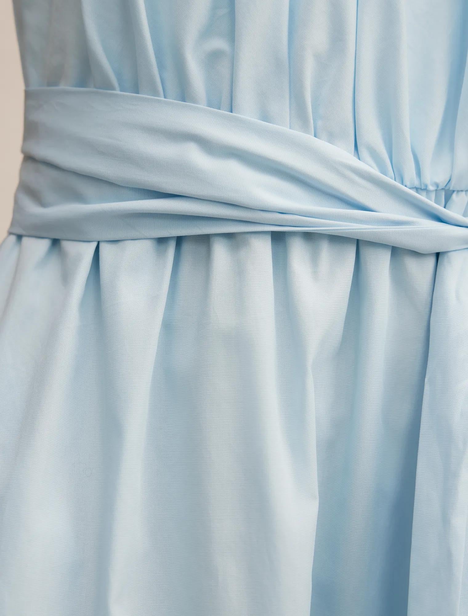Melissa Gathered Tie Midi Dress Soft Blue