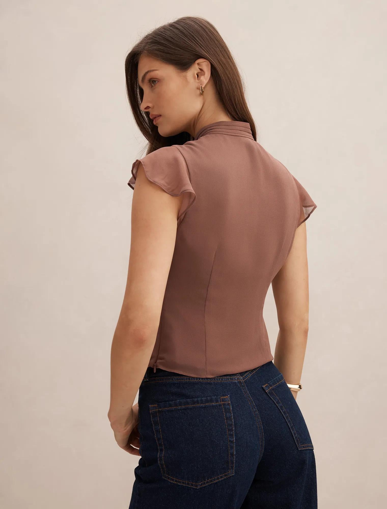 Eden Keyhole Blouse Dark Dove