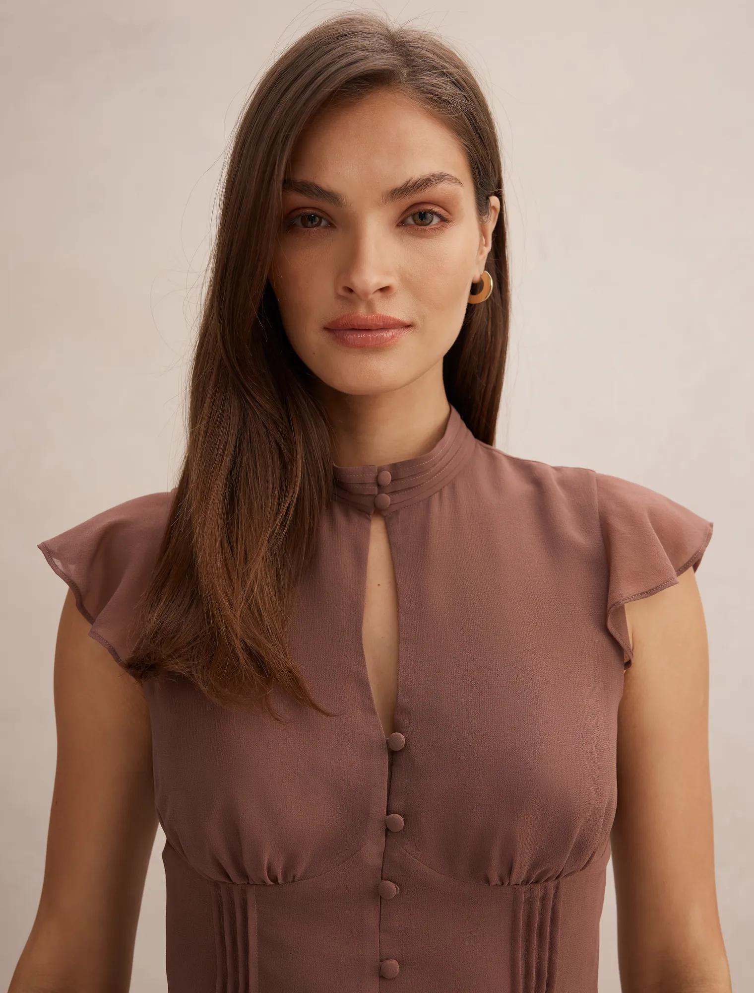 Eden Keyhole Blouse Dark Dove