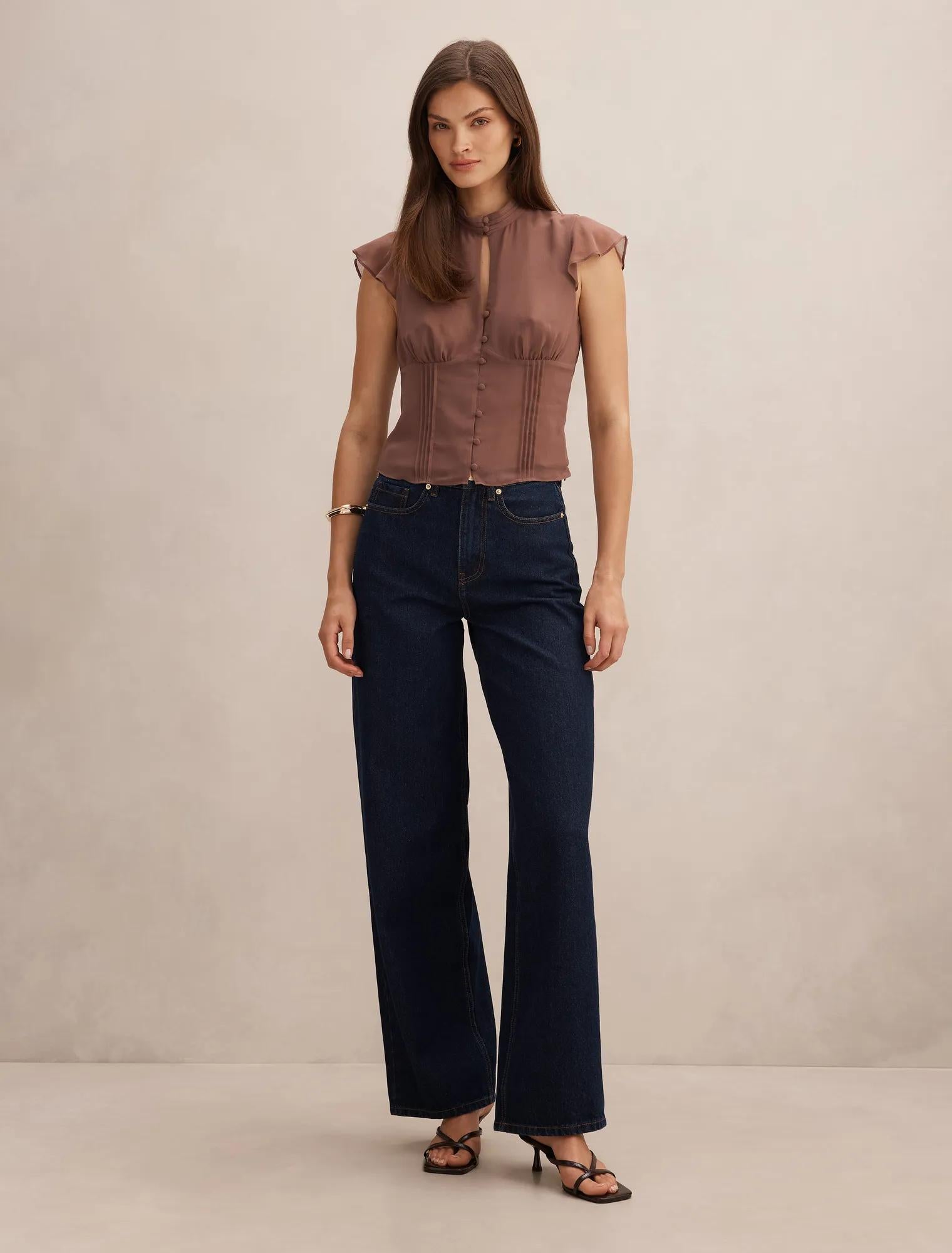 Eden Keyhole Blouse Dark Dove