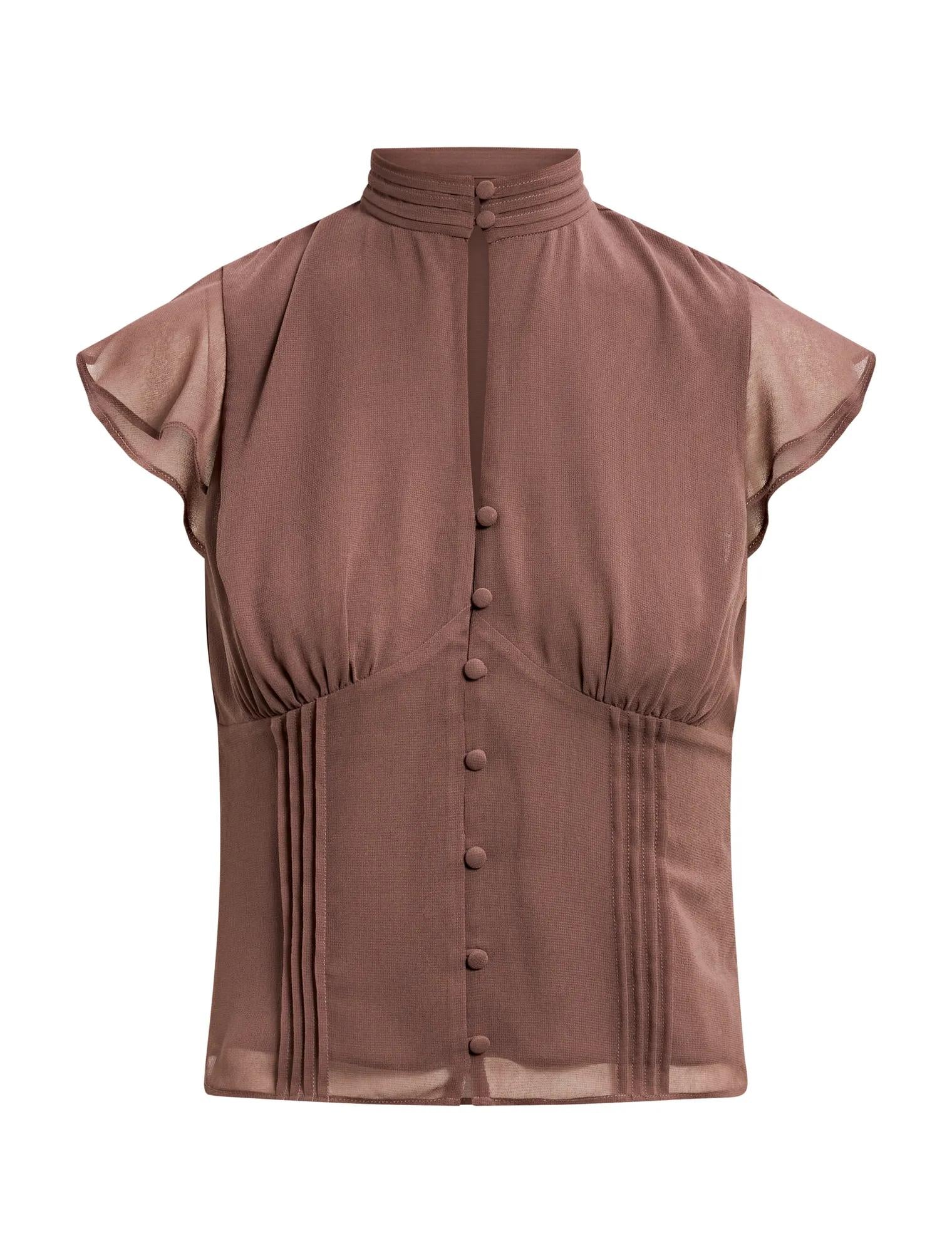 Eden Keyhole Blouse Dark Dove_mannequin