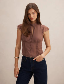 Eden Keyhole Blouse Dark Dove