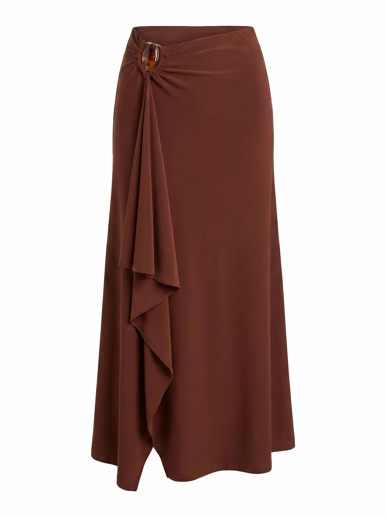 Leni Draped Midi Skirt Hot Chocolate co-ord_mannequin