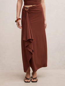 Leni Draped Midi Skirt Hot Chocolate co-ord