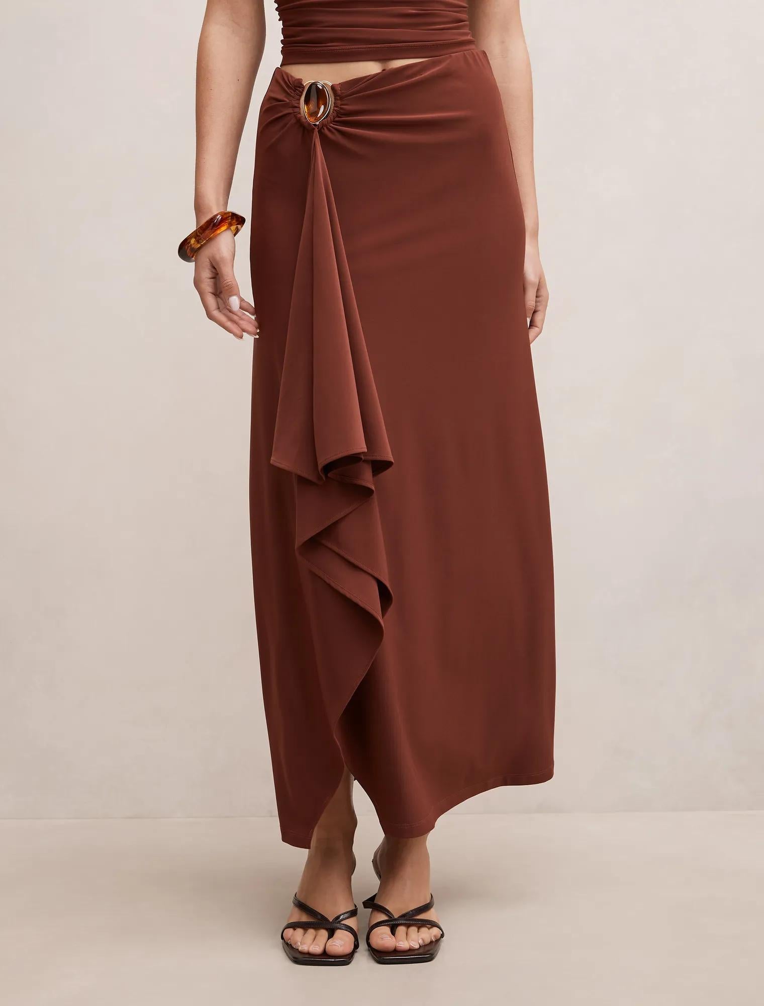 Leni Draped Midi Skirt Hot Chocolate co-ord