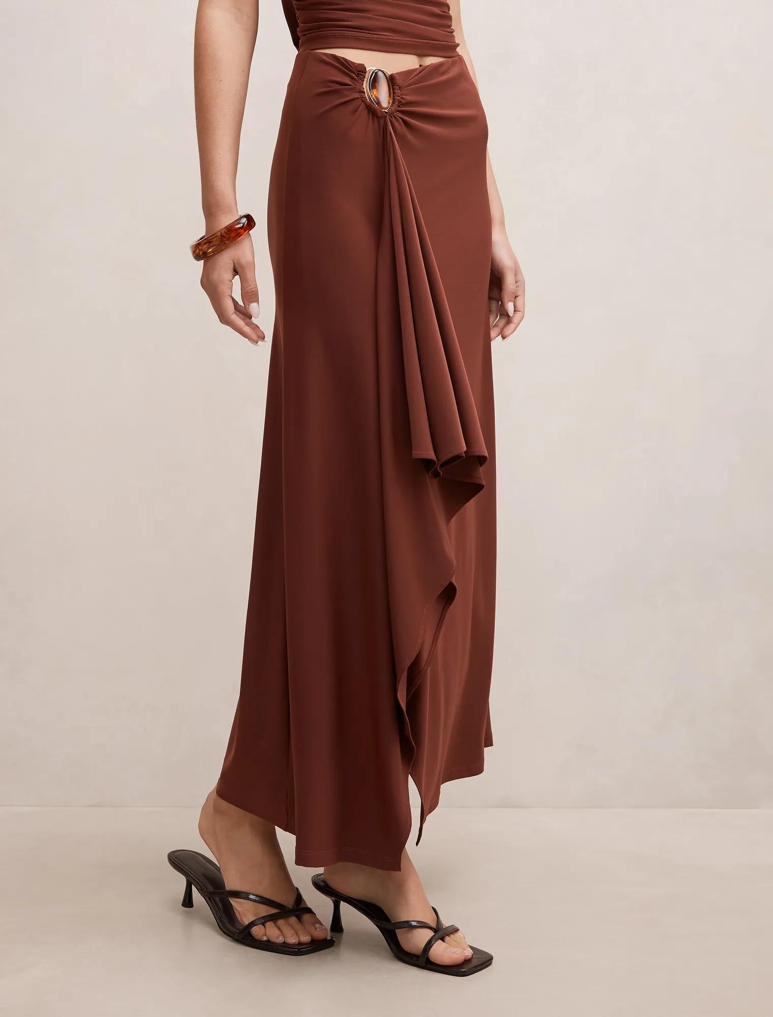 Leni Draped Midi Skirt Hot Chocolate co-ord