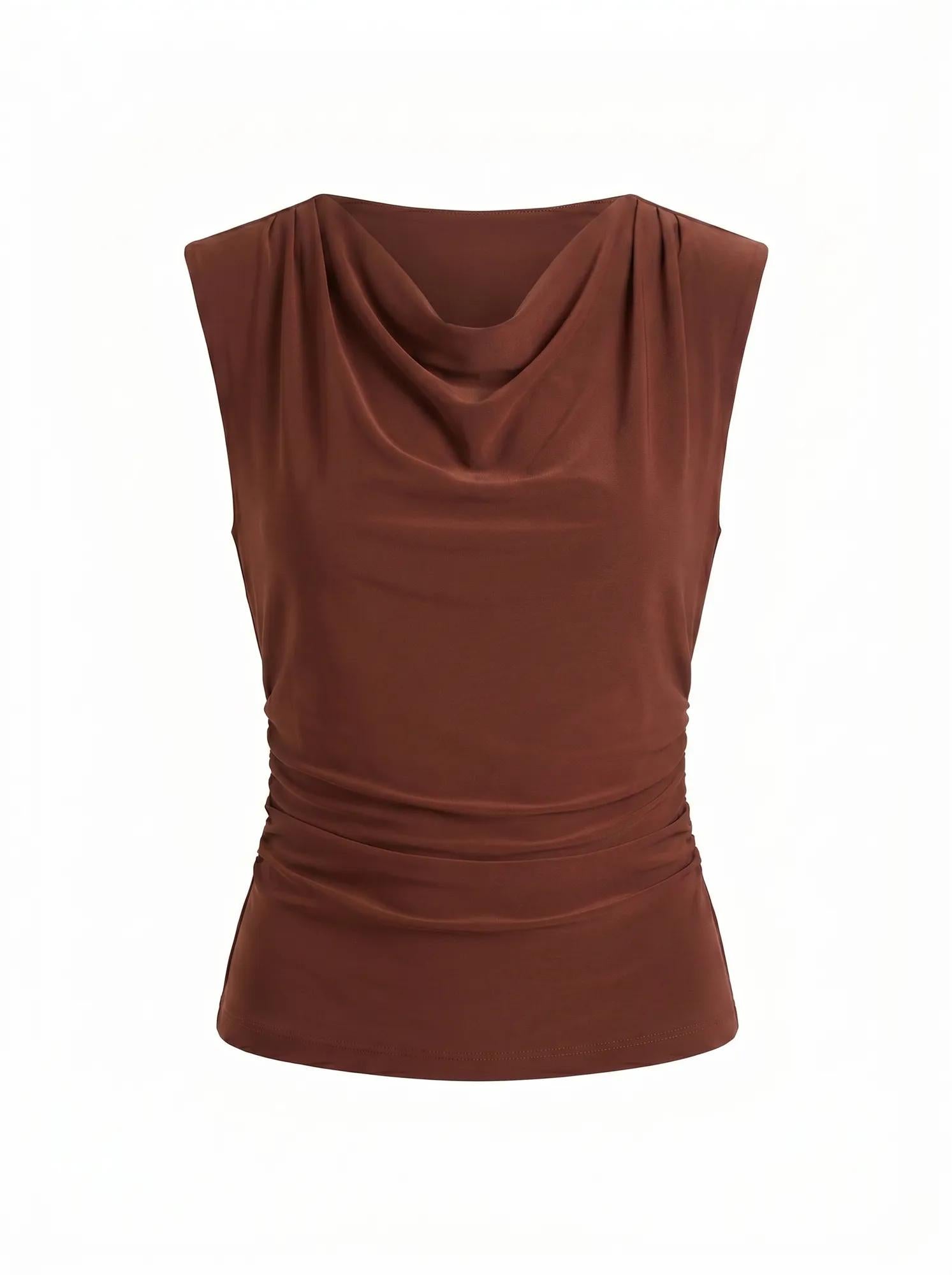 Leni Drape Top Hot Chocolate co-ord