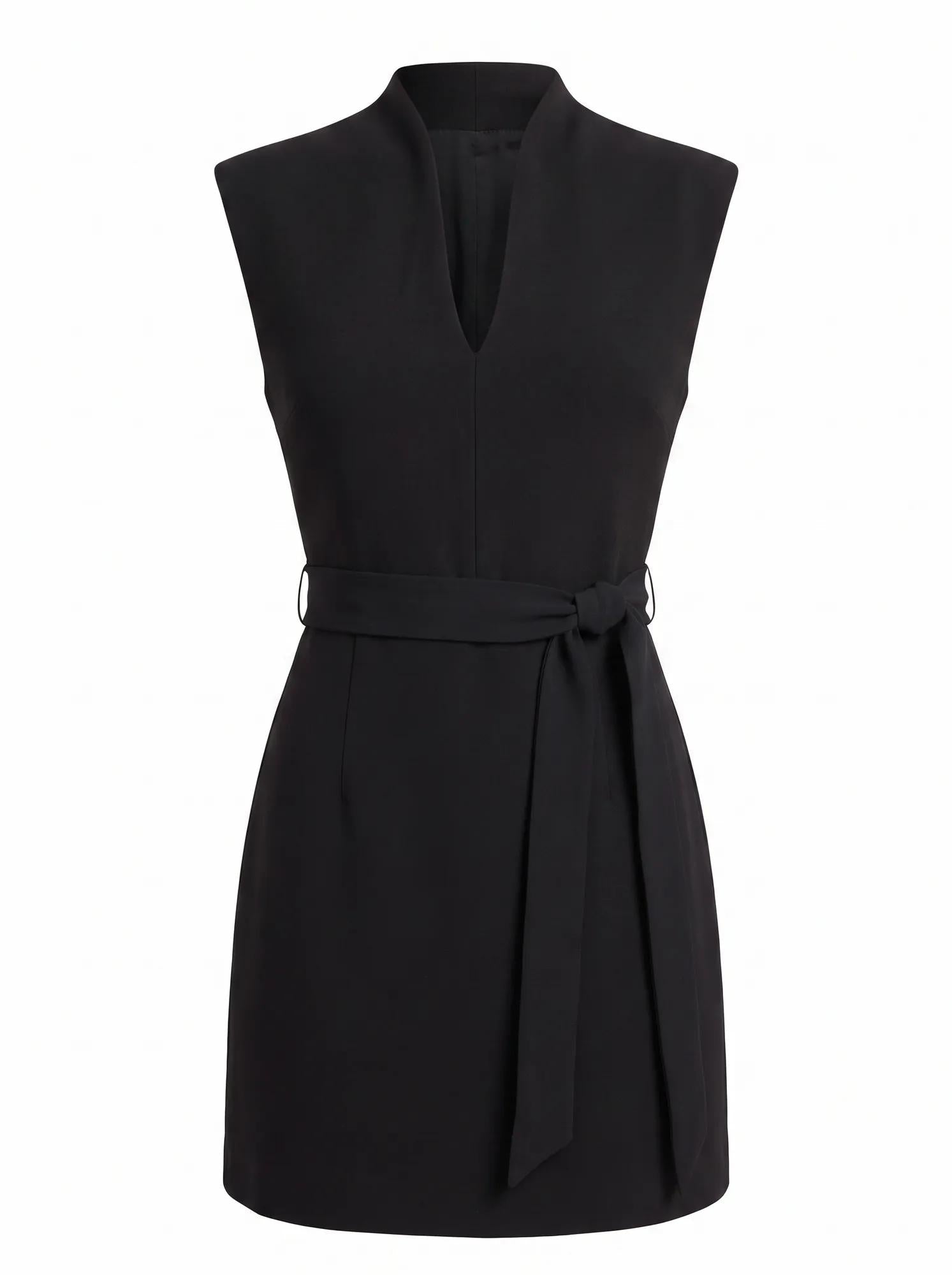 Rory Structured Tie Mini Dress Black